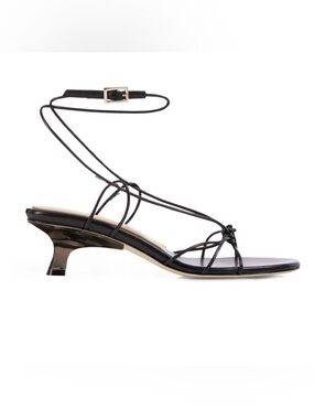 Dear Frances Bailey Black Strappy Ankle-Tie Lucite Heel Sandal